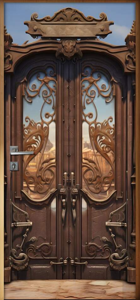 Adesivo de Porta Estilo Portas Giratrias do Velho Oeste com Ornamentos