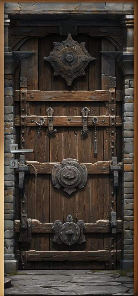 Adesivo de Porta Antiga Estilo Medieval Reforada com Metal