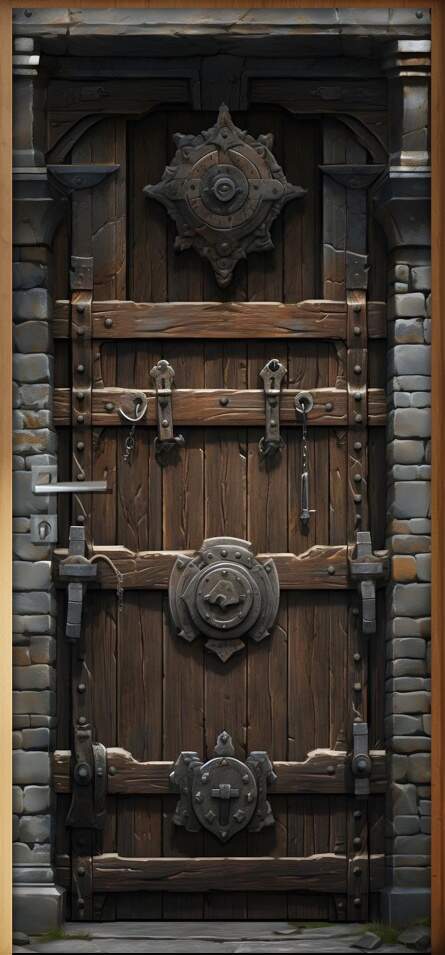Adesivo de Porta Antiga Estilo Medieval Reforada com Metal