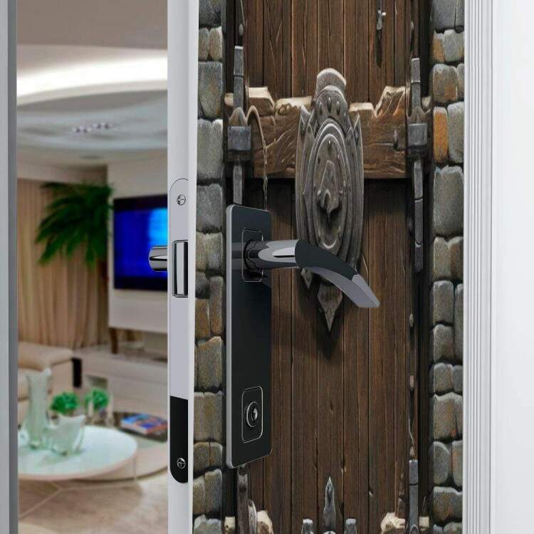 Adesivo de Porta Antiga Estilo Medieval Reforada com Metal