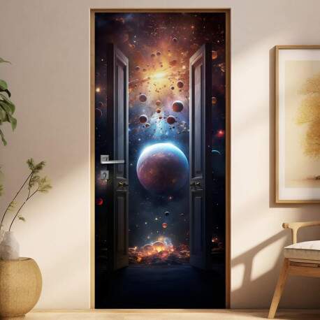 Adesivo de Porta Portal Se Abrindo Para Zona Espacial