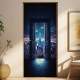 Adesivo de Porta Portal Se Abrindo Para Linda Cidade Iluminada com Pr�dios