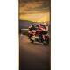Adesivo de Porta Honda Gold Wing Vermelha em Estrada com Montanhas no Fundo