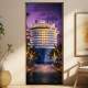 Adesivo de Porta Navio Luxuoso e Iluminado com Lindo P�r do Sol