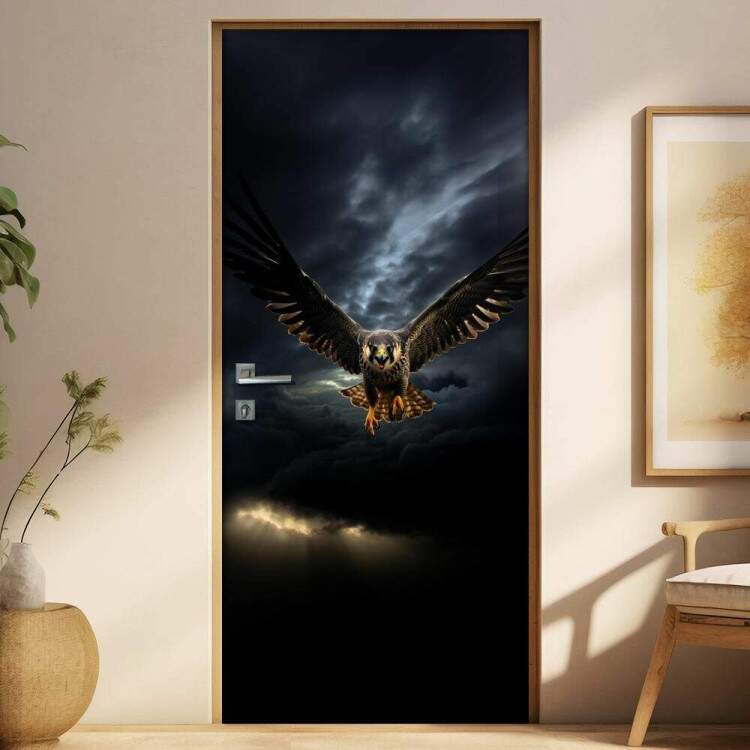 Adesivo de Porta Falco Peregrino Voando no Cu