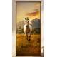 Adesivo de Porta Cavalo Branco Correndo com Montanhas no Fundo