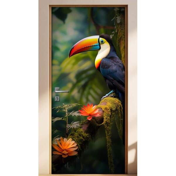 Adesivo de Porta Tucano em Floresta