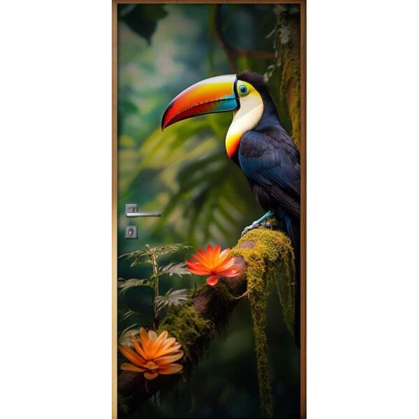 Adesivo de Porta Tucano em Floresta