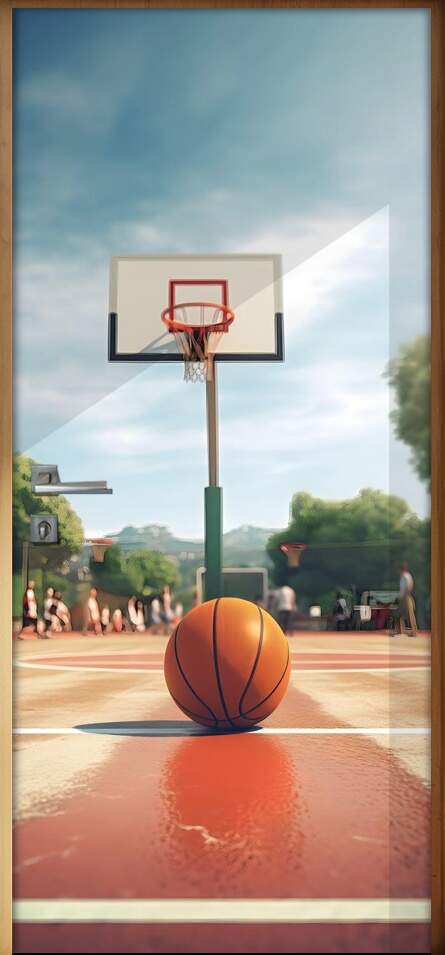 Bola de Basquete em Quadra Vermelha