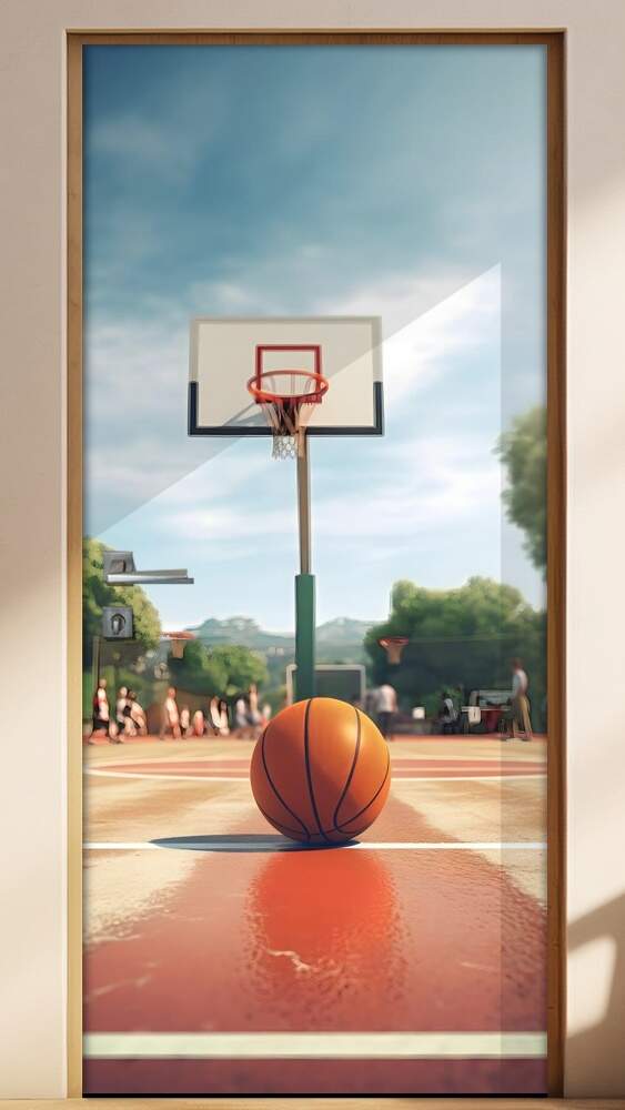 Bola de Basquete em Quadra Vermelha