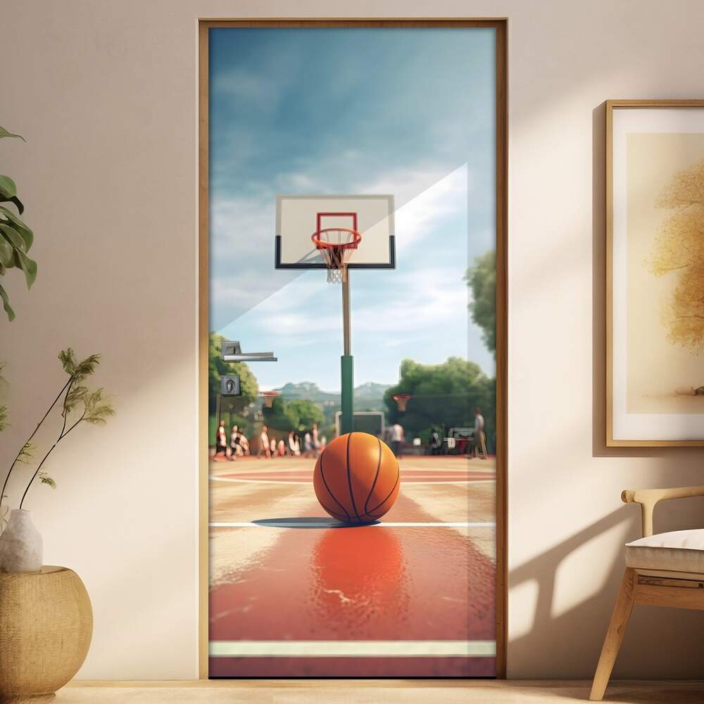 Bola de Basquete em Quadra Vermelha