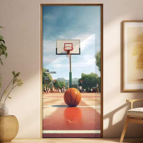 Bola de Basquete em Quadra Vermelha