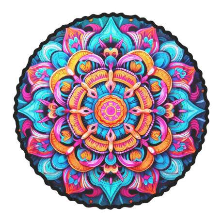 Quebra Cabea Mandala Abstrato Azul e Rosa