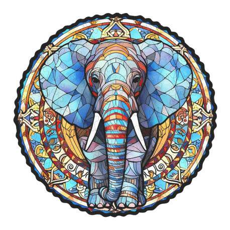 Quebra Cabea Mandala Elefante Estilo Vitral