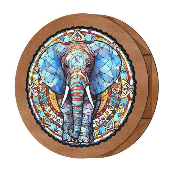 Quebra Cabeça Mandala Elefante Estilo Vitral - Fran Adesivos de Parede