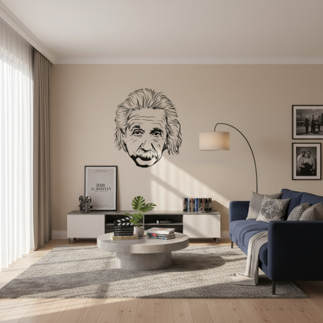 Adesivo de Parede Silhueta de Rosto de Albert Einstein