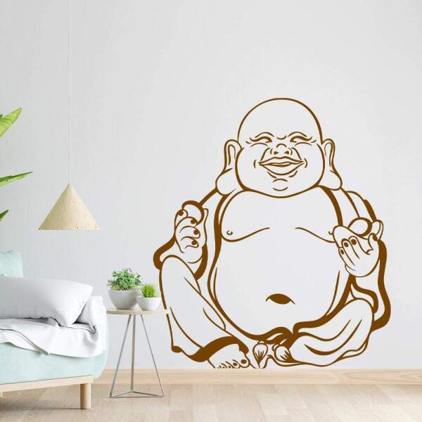 Adesivo de Parede Silhueta Buda Sorrindo