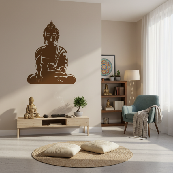 Adesivo de Parede Silhueta Buda Meditando