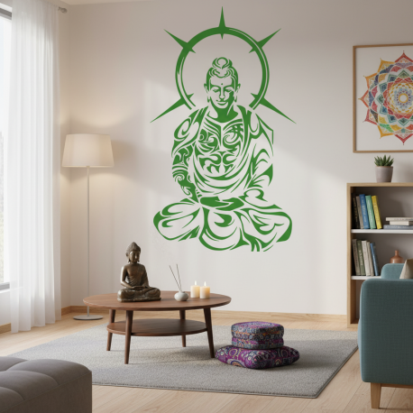 Adesivo de Parede Silhueta de Traos Buda Meditando