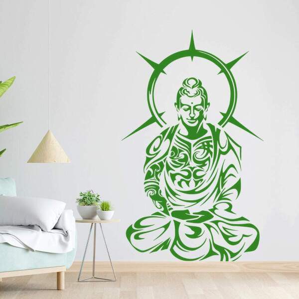 Adesivo de Parede Silhueta de Traos Buda Meditando