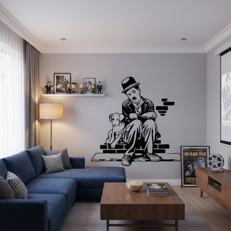 Adesivo de Parede Charlie Chaplin Sentado em Muro