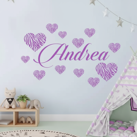 Adesivo de Parede Coraes Estampados com Nome Personalizado