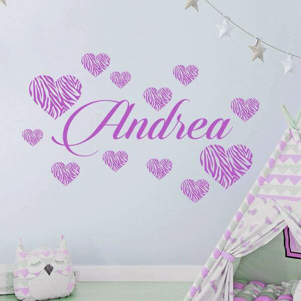 Adesivo de Parede Coraes Estampados com Nome Personalizado