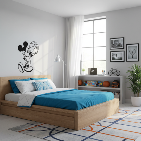 Adesivo de Parede Inspirado em Mickey Jogador de Basquete
