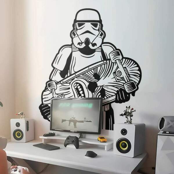 Adesivo de Parede Star Wars com Skate