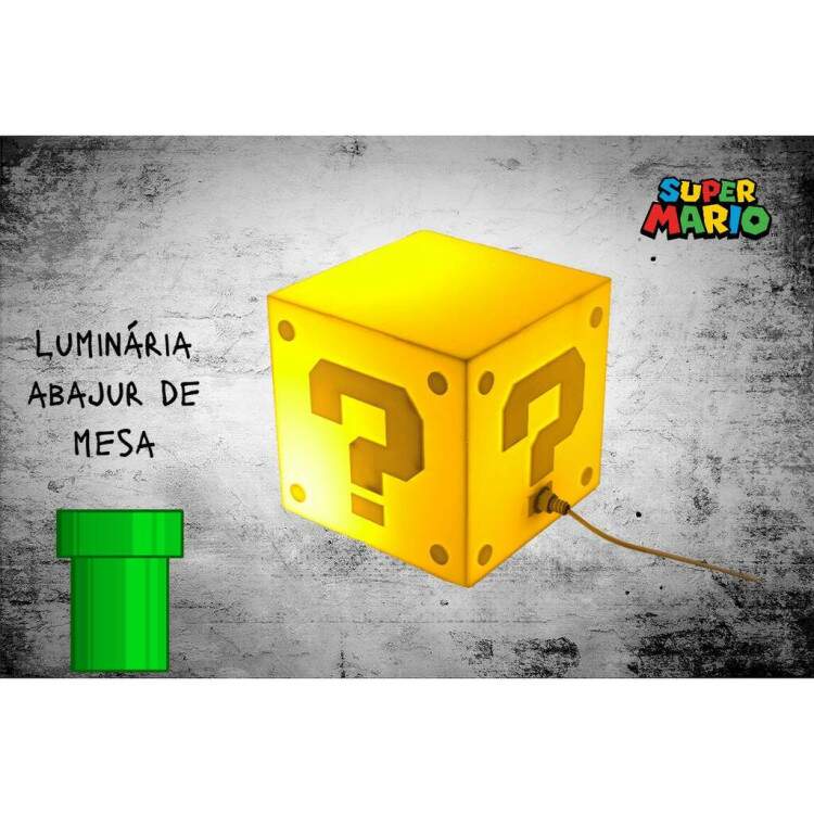 Luminria de Mesa em Formato de Bloco de Interrogao de Vdeo Game