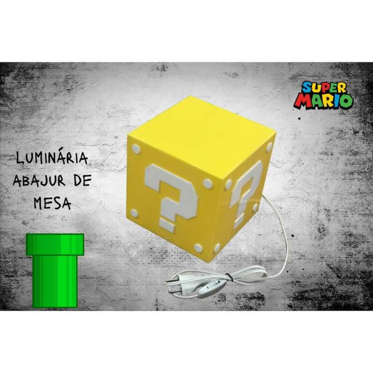 Luminria de Mesa em Formato de Bloco de Interrogao de Vdeo Game