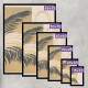 Kit 3 Quadros Decorativos Abstrato Bege com Folhagem Preta e Dourada