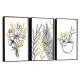 Kit 3 Quadros Decorativos Abstrato Folhagem Preta