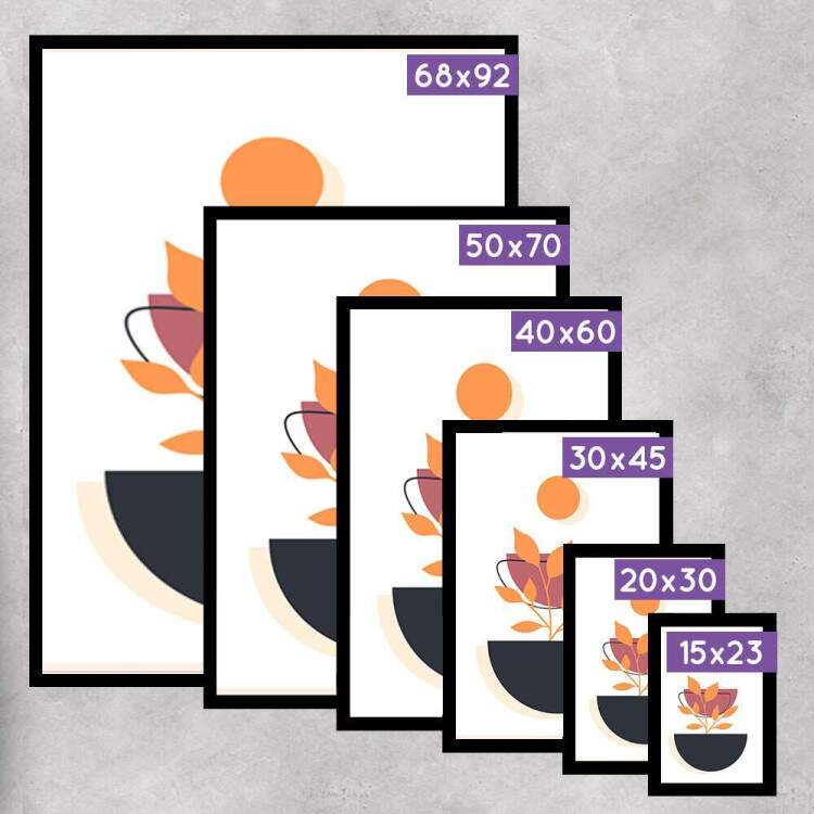 Kit 3 Quadros Decorativos Abstrato Boho Laranja