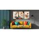 Kit 3 Quadros Decorativos Abstrato Laranja e Preto