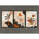 Kit 3 Quadros Decorativos Abstrato Laranja e Preto