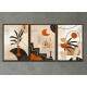 Kit 3 Quadros Decorativos Abstrato Laranja e Preto