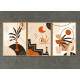 Kit 3 Quadros Decorativos Abstrato Laranja e Preto
