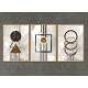 Kit 3 Quadros Decorativos Abstrato Moderno Geom�trico