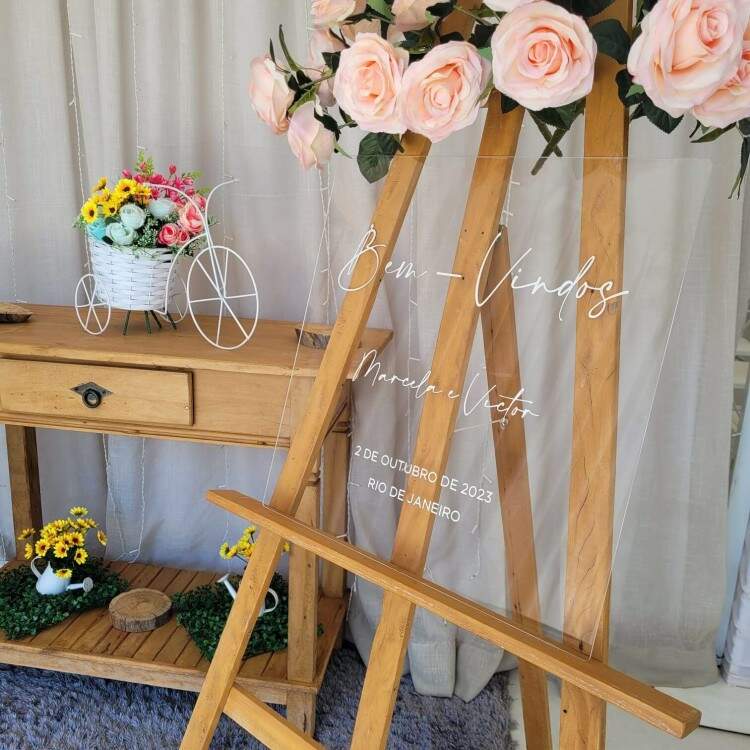 Placa Transparente Bem-Vindos para Casamento