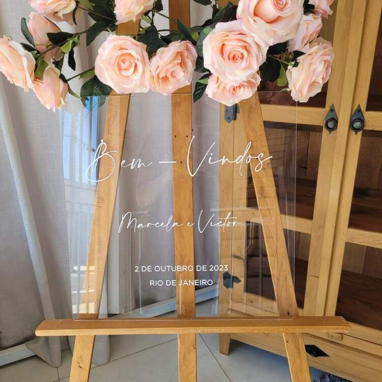 Placa Transparente Bem-Vindos para Casamento
