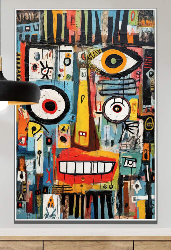 Quadro Decorativo Arte de Um Rosto Abstrato Colorido