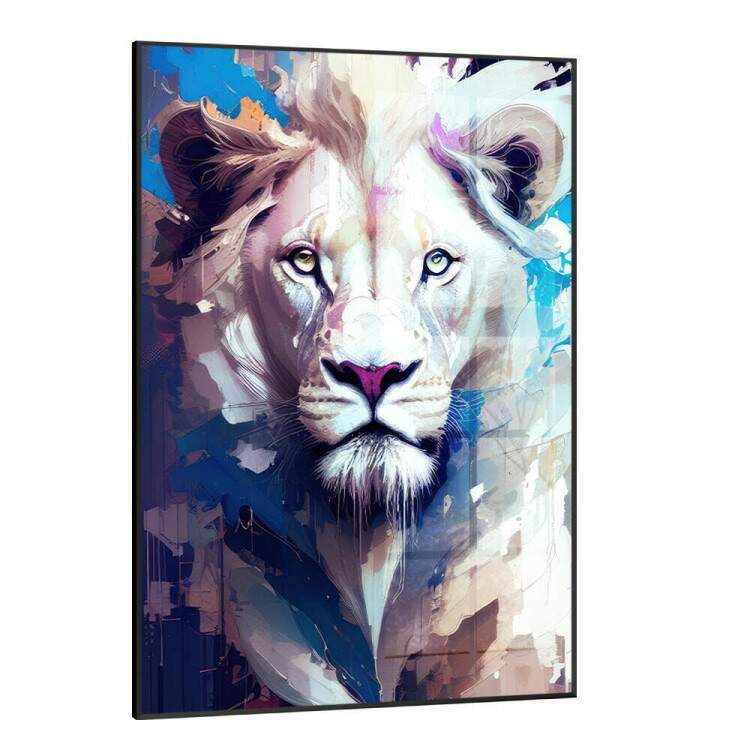Quadro Decorativo Arte de Um Leo Branco