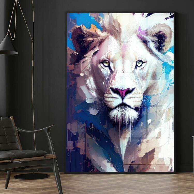 Quadro Decorativo Arte de Um Leo Branco