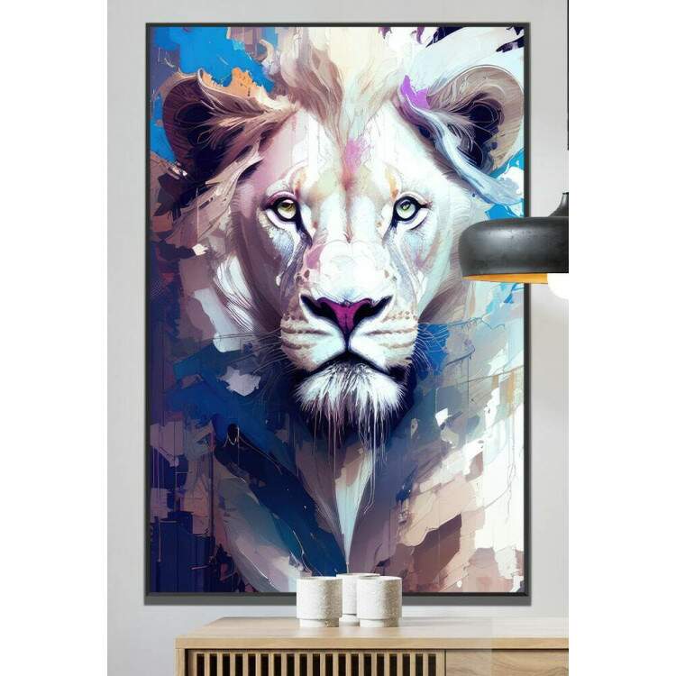 Quadro Decorativo Arte de Um Leo Branco