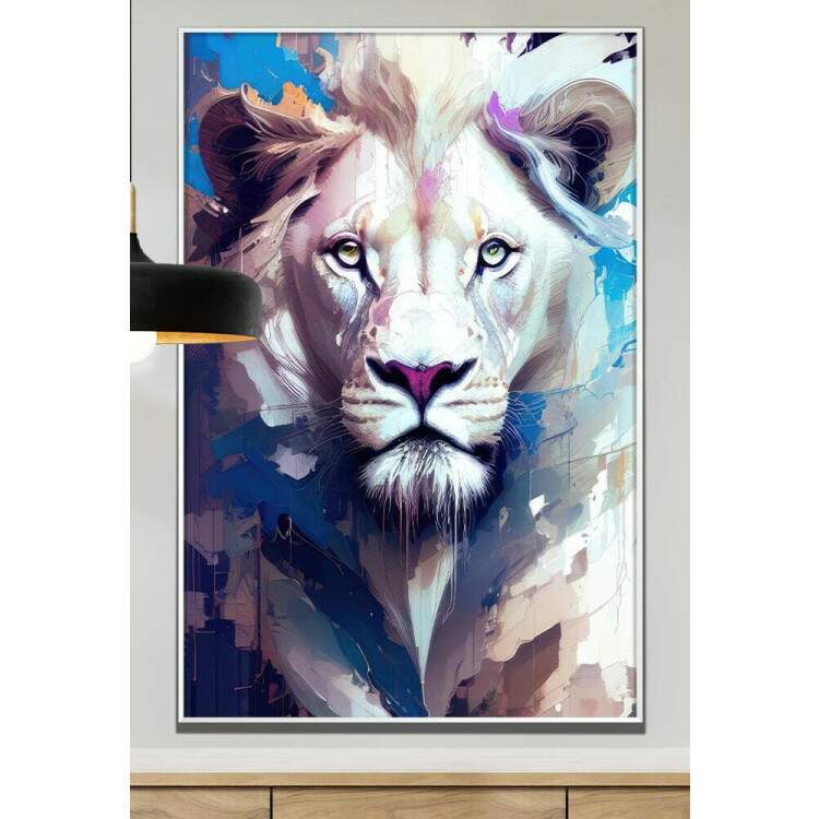 Quadro Decorativo Arte de Um Leo Branco