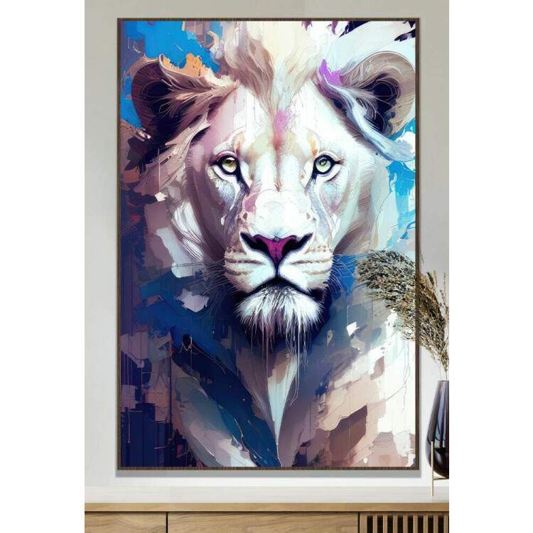 Quadro Decorativo Arte de Um Leo Branco
