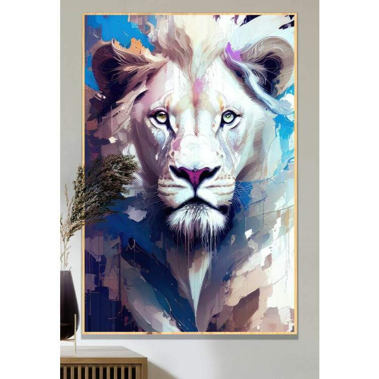 Quadro Decorativo Arte de Um Leo Branco