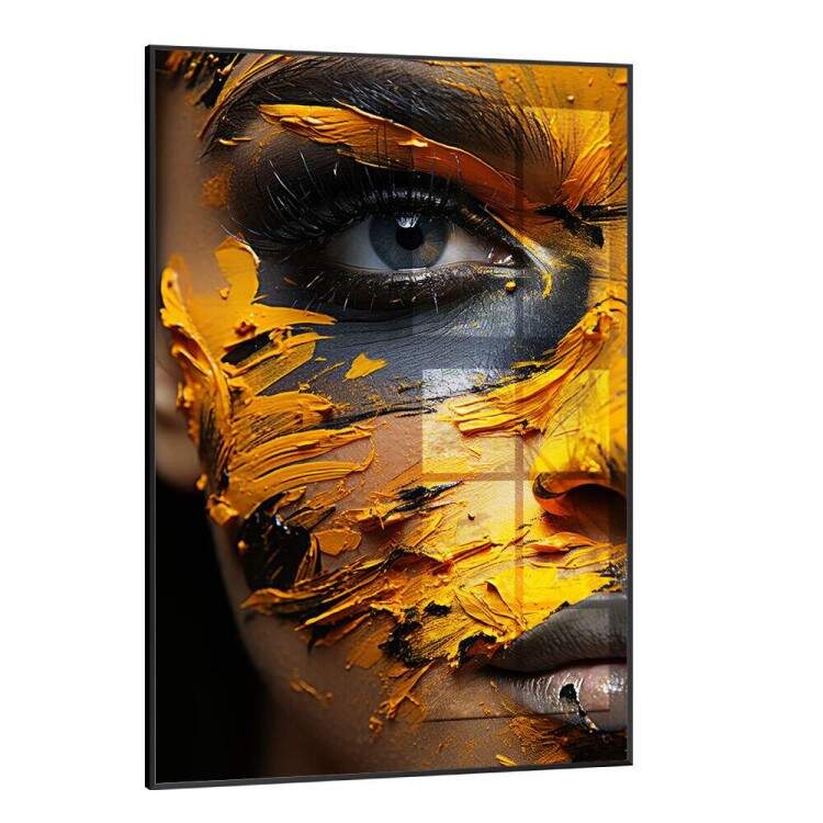 Quadro Decorativo Rosto de Mulher Cheio de Tinta