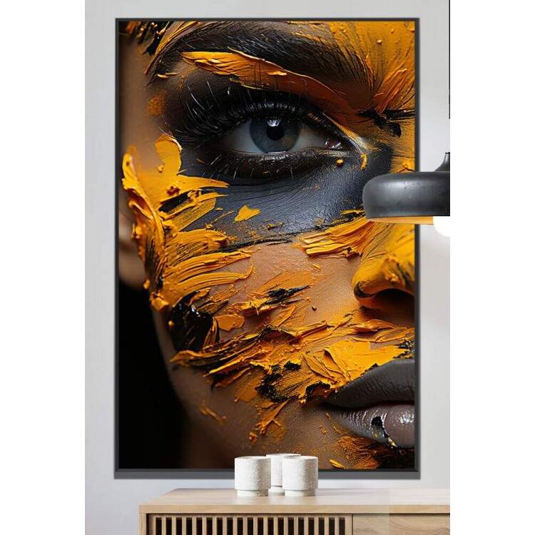 Quadro Decorativo Rosto de Mulher Cheio de Tinta